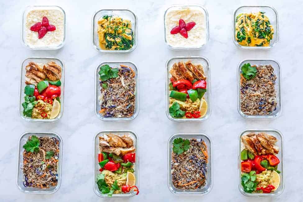 meal prep on white background