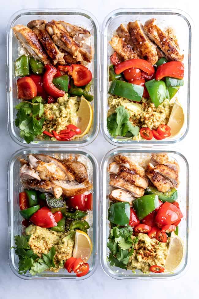 keto meal prep containers on a white background