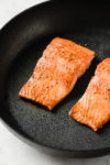 salmon in pan